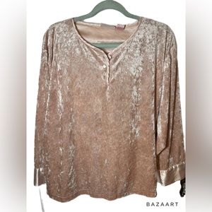 Liz Banks Pink Velvet Top